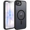 TQIAHF Magnetica Cover per iPhone 16e / iPhone 17e con 2 Pellicola Vetro Temperato Protezione Schermo Compatibile con Magsafe Case Militare Antiurto Sottile Opaca Telefono Custodia,Nero