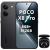 XIAOMI POCO X8 Pro Smartphone 8+512GB,processore Dimensity 8500-Ultra,batteria da 6500 mAh,sensore Sony IMX882 da 50 MP con OIS,fotocamera da 50 MP,Nero,incluso cuffie smart incluse Nero