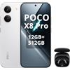 XIAOMI POCO X8 Pro Smartphone 12+512GB,processore Dimensity 8500-Ultra,batteria da 6500 mAh,sensore Sony IMX882 da 50 MP con OIS,fotocamera da 50 MP,Bianco,incluso cuffie smart incluse Nero