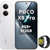 XIAOMI POCO X8 Pro Smartphone 8+512GB,processore Dimensity 8500-Ultra,batteria da 6500 mAh,sensore Sony IMX882 da 50 MP con OIS,fotocamera da 50 MP,Bianco,incluso Smart Watch