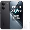 XIAOMI POCO X8 Pro Smartphone 8+512GB,processore Dimensity 8500-Ultra,batteria da 6500 mAh,sensore Sony IMX882 da 50 MP con OIS,fotocamera da 50 MP,Nero,Con caricatore da 120 W