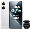 XIAOMI POCO X8 Pro Smartphone 8+512GB,processore Dimensity 8500-Ultra,batteria da 6500 mAh,sensore Sony IMX882 da 50 MP con OIS,fotocamera da 50 MP,Bianco,incluso cuffie smart incluse Nero
