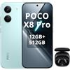 XIAOMI POCO X8 Pro Smartphone 12+512GB,processore Dimensity 8500-Ultra,batteria da 6500 mAh,sensore Sony IMX882 da 50 MP con OIS,fotocamera da 50 MP,Verde,incluso cuffie smart incluse Nero