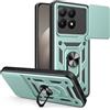 UPLAI Cover per Xiaomi 15T 5G, Ultra Sottile Antiurto Armatura Custodia con Diapositiva Telecamera Cover e Magnetica Supporto Squillo, PC+TPU Durevole Caso.Verde