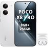 XIAOMI POCO X8 Pro Smartphone 8+256GB,processore Dimensity 8500-Ultra,batteria da 6500 mAh,sensore Sony IMX882 da 50 MP con OIS,fotocamera da 50 MP,Bianco,incluso cuffie smart incluse Bianco
