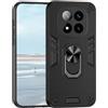 UPLAI Cover per Xiaomi Redmi Note 14 Pro+ Plus 5G, Ultra Sottile Grado Militare Antiurto Armatura Custodia con Magnetica Ring Kickstand, Premio PC + TPU Bumper Durevole Caso. Nero