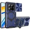 UPLAI Cover per Xiaomi Redmi Note 15 Pro 5G, Ultra Sottile Antiurto Armatura Custodia con Diapositiva Telecamera Cover e Magnetica Kickstand, Premio PC+TPU Durevole Caso.Blu