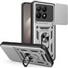 UPLAI Cover per Xiaomi 15T 5G, Ultra Sottile Antiurto Armatura Custodia con Diapositiva Telecamera Cover e Magnetica Supporto Squillo, PC+TPU Durevole Caso.Argenteo