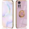 UPLAI Elegante Cover per Xiaomi Redmi Note 11S 4G/ Redmi Note 11, Ultra Sottile Premio TPU Antiurto Custodia Insieme a Anello Cavalletto, Moda Progettazione Galvanica Caso.Porpora