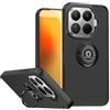 UPLAI Cover per Xiaomi 15T Pro 5G, Ultra Sottile Antiurto Custodia con Supporto Magnetico Squillare, PC + Morbido TPU Bumper Moda Glassato Caso.(Nero)