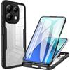 UPLAI Trasparente Cover per Xiaomi Redmi Note 13 4G, 360° Grado Militare Antiurto Custodia con Protezione Schermo Integrata, Ultra Sottile PC + TPU Stylish Caso. Nero