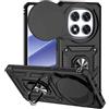 Jeelar ESONG Cover per Xiaomi Redmi Note 14 PRO 4G,Custodia Protettiva di Grado Militare,Scorrevole Fotocamera Proteggi,Magnetica Anello Supporto,PC&TPU Antiurto Case,Nero
