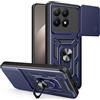 UPLAI Cover per Xiaomi 15T 5G, Ultra Sottile Antiurto Armatura Custodia con Diapositiva Telecamera Cover e Magnetica Supporto Squillo, PC+TPU Durevole Caso.Blu
