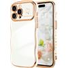 LCHULLE Compatibile con iPhone 14 Pro Max Cover cuore d'amore Custodia con forma ondulata e riccia ragazze Protezione fotocamera Cover protettiva galvanizzata Custodia per iPhone 14 Pro Max Bianco