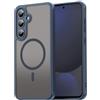 UPLAI Cover per Samsung Galaxy A55 5G, Ultra Sottile Antiurto Magnetico Custodia, Premio PC + Morbido TPU Silicone Bumper Moda Traslucido Glassato Opaco Caso.Blu