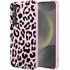 YANJIEER ESONG Leopardato Cover per Samsung Galaxy S25, Custodia Sottile Silicone Liquido Carina Aesthetic Disegno Print Motivo per Donne Ragazze, Morbida TPU Antiurto Cover Rosa