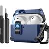TiMOVO Custodia per Airpods Pro 3 (2025) con Clip di Sicurezza, Case Cover Rigida Protettiva Anticaduta per Apple AirPod Pro 3a Generazione con Gancio di Arrampicata e Kit di Pulizia, Blu+Nero