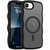 LCHULLE per iPhone 17e/16e Cover Ondulata [Compatibile con MagSafe] Protezione per Fotocamera Custodia opaca Traslucida per donne e uomini Curly Wave Frame Case per iPhone 17e/16e, Nero