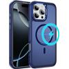 LCHULLE Custodia magnetica per iPhone 16 Pro Cover compatibile con MagSafe semi-trasparente opaca sottile Case protettiva PC Back + TPU Bumper per iPhone 16 Pro Blu