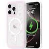 LCHULLE Cover Magnetica per iPhone 16 Pro Max Compatibile con MagSafe Custodia Trasparente Rosa Fiocco per Ragazze Donne Cover protettiva Magnetica Silicone Case per iPhone 16 Pro Max Cuore cavo