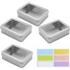 JRSHIRLEYLTD 4 Pezzi scatole metallo con coperchio, scatoline in latta per confetti, scatoline di metallo piccole rettangolo, con 1 adesivo per etichette, per caramelle, piccoli oggetti