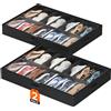 Lifewit Scatole per Scarpe con Finestra Trasparente, Contenitori Portaoggetti Pieghevole Sottoletto per Scarpe, Organizer per Scarpe con Manici Salvaspazio, Nero, 2 x 14 Paia