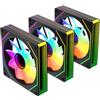 TZMRIT Prism 4MAX 120 mm Infinite Mirror ARGB PC Fan with PWM Control and ARGB Effect (BK×3, Reverse Flow)