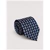 Amirante Antica Sartoria Napoletana Cravatta uomo 3 pieghe in seta twill blu navy fantasia geometrica