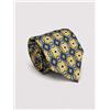 Amirante Antica Sartoria Napoletana Cravatta uomo 3 pieghe in seta twill Positano giallo ocra fantasia geometrica