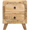 Generico Comodini 2 Pezzi in Legno Massello di Mango Grezzo, 40x32x46 cm, con Ampio Spazio Portaoggetti e Piano Robusto per Camera da Letto