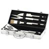 Rosenstein & Söhne Valigia per Barbecue: Set di Utensili da Barbecue in Acciaio Inossidabile, in Case di Alluminio, 5 Pezzi (Valigetta per Posate da Barbecue, Set Attrezzi griglia, griglia per)