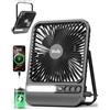 Bistfy Ventilatore da Tavolo Portatile 10000mAh con Lampada Max Durata 28H, 7.5 Ultra-Sottile Silenzioso Ricaricabile USB Campeggio Ventilatore con Timer Gancio per Camera da Letto, Ufficio, Viaggio