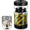 AiQInu Barattolo per Sottaceti in Vetro con Filtro, 930ml Contenitore a Doppio Strato Antiperdita per Fermentazione, Forma a Clessidra con Manopole per la Data, Nero