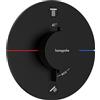 hansgrohe ShowerSelect Comfort S - Miscelatore termostatico incasso, Rubinetto termostatico con blocco di sicurezza (SafetyStop) a 40° C, Termostato rotondo, 2 utenze, nero opaco