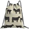 Generic Unisex Zaino Coulisse Black Angus Cattle And Cow Cow Design Sand Sacca Ginnastica Stampa Zainetto per Piscina Adulto Viaggi 36X42Cm