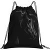 Generic Leggero Borsa Coulisse Black Horse Portrait Freisian Breed Sacca Sportiva Unisex Zaino da Viaggio per Donna Spiaggia Sport 36X42Cm