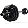 MATCHU - Set pompa per il corpo - Set pompa aerobica - Regolabile fino a 20 kg - 1,39 M - Acciaio con dischi in gomma - Con 2 chiusure per bilanciere - Nero