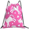 Generic Poliestere Borsa Coulisse Pink Magical Uni-Corn Sacca Sportivo con Coulisse Zaino da Viaggio per Adulto Piscina Festival 36X42Cm