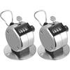SHINEOFI 2 Pezzi Contatore Manuale Meccanico in Metallo Manopola di Reset, Senza Batterie, per Sport, Scuola e Conteggio Eventi, Colore Argento,