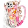 Yoedge Cover con Cordino Orologi per iPhone 15 Pro Max Fiori Estivi, Morbido Silicone Custodia con Aesthetic Disegni, Case con Tracolla Collana per catena iPhone 15 Pro Max 6,7,Conchiglie Frutti
