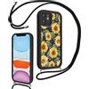 Yoedge Cover con Cordino per iPhone 11 6,1, Aesthetic Fiori Disegni Motivo, Morbido Silicone Custodia Antiurto Fotocamera Protettiva Case con Tracolla Collana Catena per iPhone11, Girasole