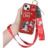 Xylota Natale Cover con Cinturino da Collo per iPhone 14 / iPhone 13 6,1, Custodia Natale Aesthetic Schneemann Motive Disegni, Silicone Antiurto Protettiva Case con Collana per iPhone 13, Christmas