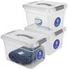 PROFUN Scatola portaoggetti con coperchio, 5 l, grande scatola di plastica con coperchio, scatole impilabili, scatole e scatole, contenitore con coperchio, set da 3 pezzi