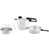 Fissler , Set da 4 pezzi con pentola a pressione Vitavit Premium capienza 6 l , diametro 22 cm, con padella a cottura rapida 2.5 l , diametro 22 cm, con coperchio in metallo, per cottura a induzione