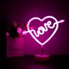 ENUOLI LED a forma di arco, con simbolo di luce al neon, a forma di cuore, con luci notturne rosa neon, a batteria, alimentate tramite USB, per Natale, casa, colore rosa