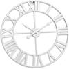 Relaxdays Orologio da Parete, Numeri Romani, Ø 60 cm, a Batteria per Salotto, Ferro, Bianco