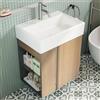 BRIDGE BENO Mobiletto Da Bagno Da 50 cm Con Lavabo in Ceramica Per Wc Ospiti, Mobile Compatto Per Piccoli Spazi, Golden Sand