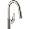 hansgrohe Focus M42 Miscelatore cucina monocomando 180, doccetta estraibile, 2 getti, acciaio inox, 71801800