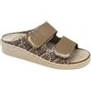 3Rose 357 Ciabatte Donna con Doppia Fascia Regolabile Stampa Pitonata - Pantofole Casa e Outdoor Effetto Laminato - Comfort Anatomico e Sostegno Posturale - Plantare Estraibile Vera Pelle (Camel, 40)