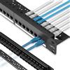 Rapink Patch Panel Cat6 a 24 porte con supporto Keystone in linea 10G, pannello patch PassThru accoppiatore UTP da 19 pollici con barra posteriore rimovibile, pannello patch di rete 1U per cablaggio